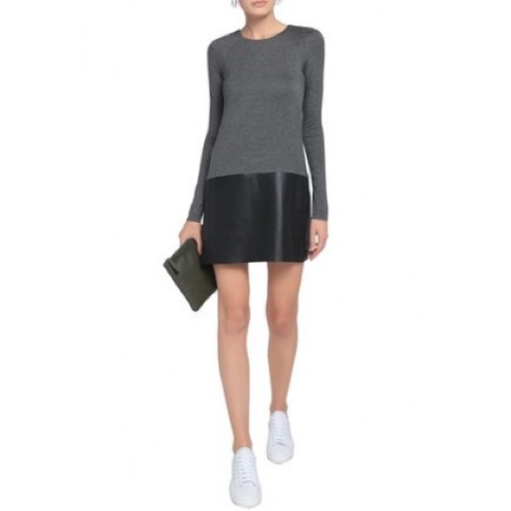 BAILEY 44 Lorax faux Leather Jersey Dress Gray